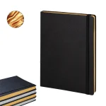 Siyah 19x25 termo deri defter altın kenarlı ivory kağıt kurumsal toptan